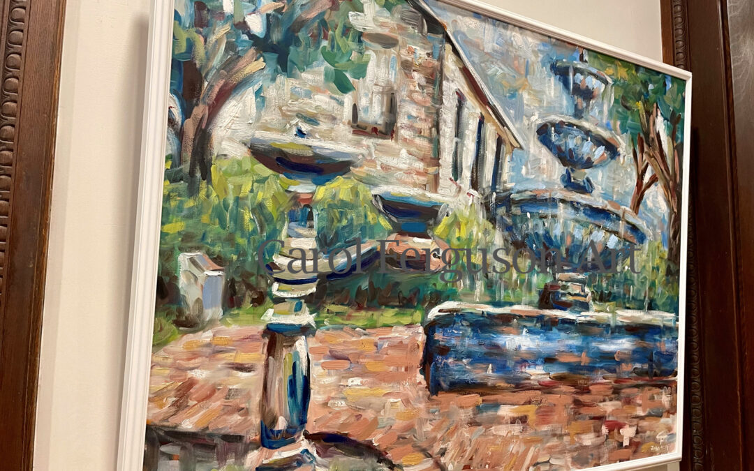 30×40 “Downtown Fountain” Original Oil Painting